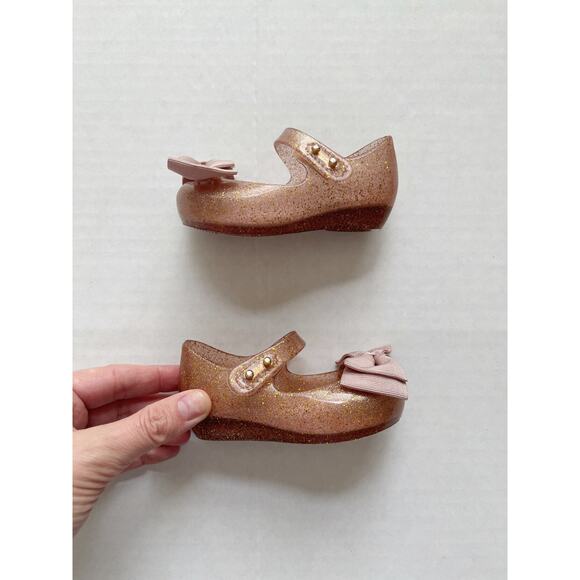 Mini Melissa Rose Gold Ultragirl Bow Flats Size 5 - Picture 4 of 5